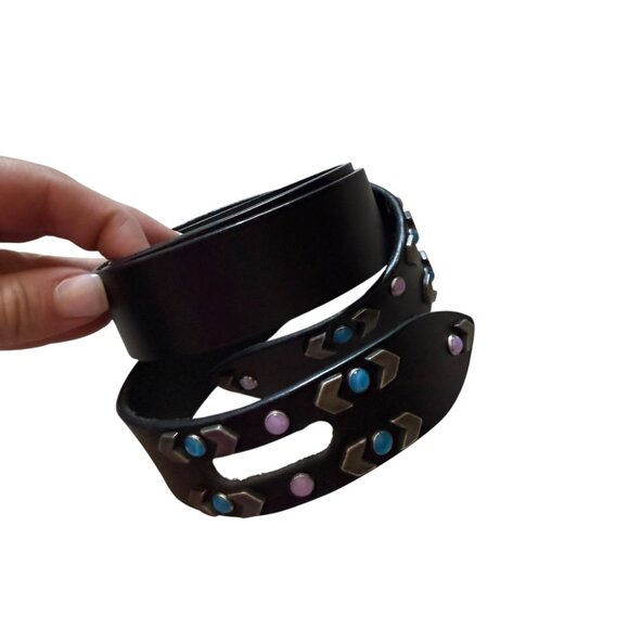 Isabel Marant Lecce Studded Belt Large Authentic Knot Black